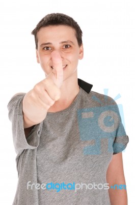 Woman Showing Thumb Up Stock Photo