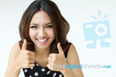 Woman Showing Thumbs Up Stock Photo