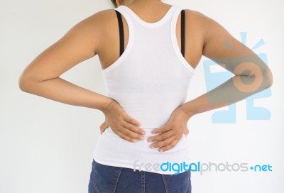 Woman Suffering From Back Pain Or Spine Pain,woman Healthcare Concept And Ideas Stock Photo