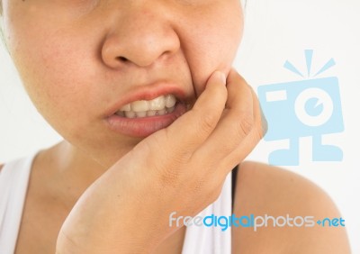 Woman Suffering From Toothache,woman Healthcare Concept And Ideas Stock Photo