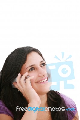 Woman Talking On Mobile Phone Stock Photo