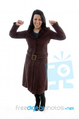 Woman Wearing Sheepskin Coat Stock Photo Woman Wearing Sheepskin Coat Stock Photo