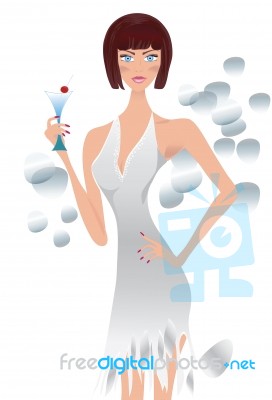 Woman With A Cocktail Stock Image