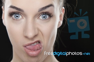 Woman With Blue Eyes Stock Photo