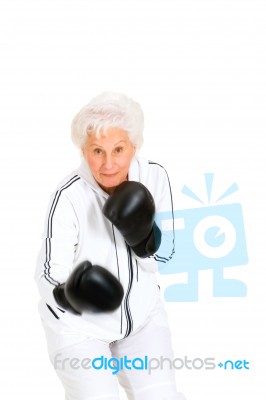 Woman With Boxing Gloves Stock Photo