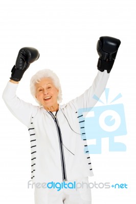 Woman With Boxing Gloves Stock Photo