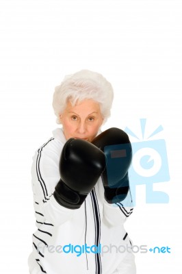 Woman With Boxing Gloves Stock Photo