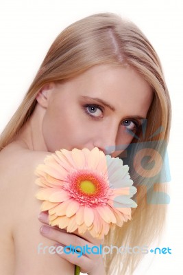 Woman With Flower Stock Photo