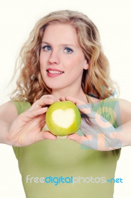 Woman With Fruit Stock Photo