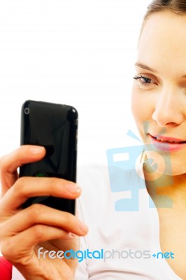 Woman With Smartphone Stock Photo