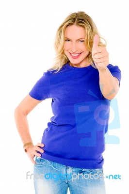 Woman With Thumb Up Stock Photo