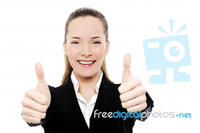 Woman With Thumbs Up Stock Photo