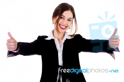 Woman With Thumbs Up Stock Photo