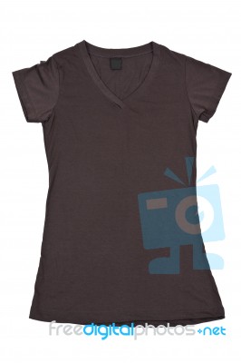 Women Blank Brown T Shirt Stock Photo