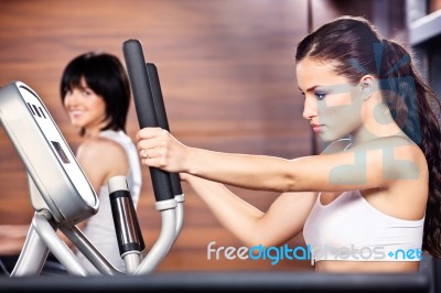 Women In Gym Center Stock Photo