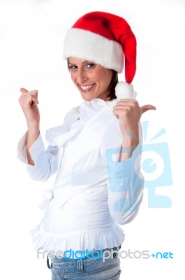 Women With Santa Hat Stock Photo