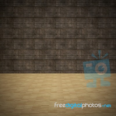Wood Floor And Grunge Wall Stock Image
