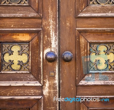 Wood  Glass Door Caronno Varesino Varese Stock Photo
