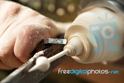 Wood Lathe Stock Photo