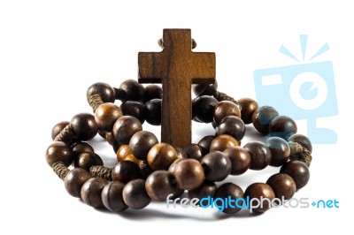 Wood Rosary Stock Photo