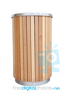 Wood Trash Bin Stock Photo