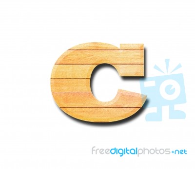 Wooden Alphabet Letter With Drop Shadow On White Background, C Stock Photo