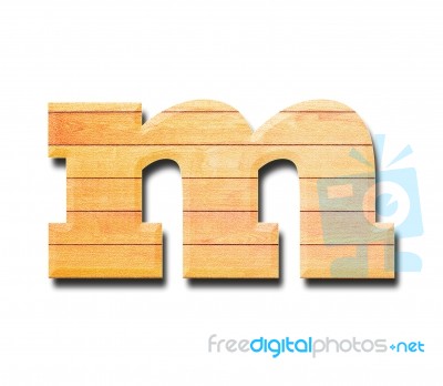 Wooden Alphabet Letter With Drop Shadow On White Background, M Stock Photo