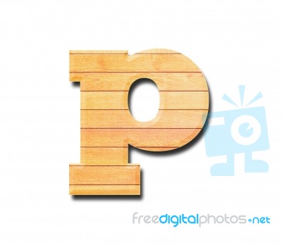 Wooden Alphabet Letter With Drop Shadow On White Background, P Stock Photo