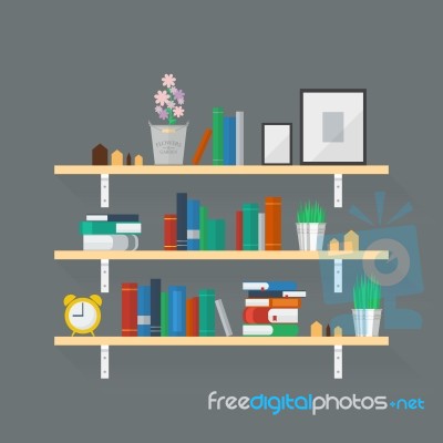 Wooden Bookshelf Stock Image