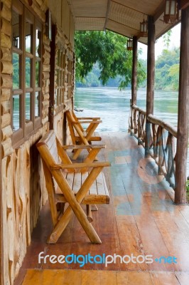 Wooden Chair On An Exterior Stock Photo