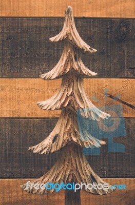 Wooden Christmas Tree Stock Photo