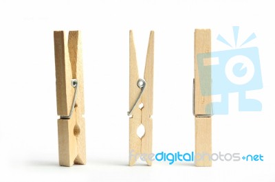 Wooden Clothes Pins Stock Photo