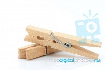 Wooden Clothespins Stock Photo