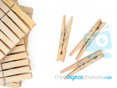 Wooden Clothespins Stock Photo