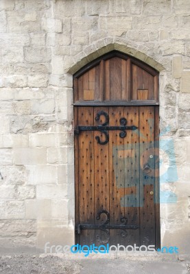 Wooden Door From Medieval Era Stock Photo