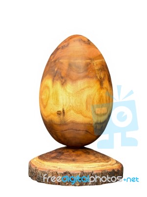 Wooden Egg Made Of Acacia Tree With Bark Stock Photo