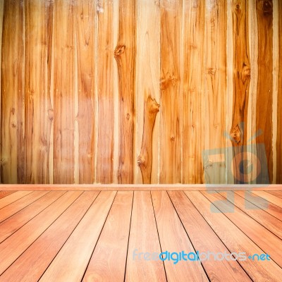 Wooden Interior Background Of Floor And Wall Stock Photo