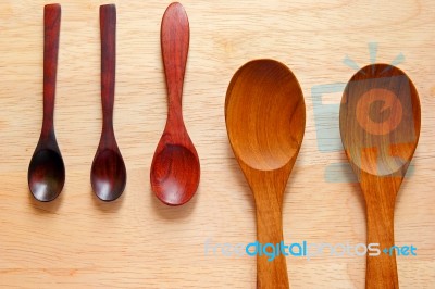 Wooden Kitchen Spoons Stock Photo
