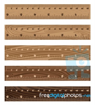 Wooden Ruler On White Background. Wooden Texture Stock Image