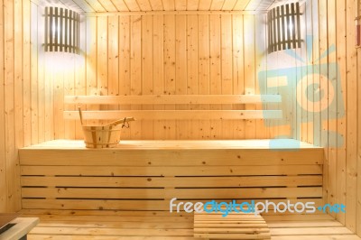 Wooden Sauna Room Stock Photo