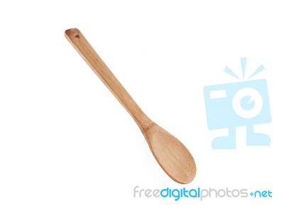 Wooden Spoon Isolated On White Background Bamboo Stock Photo
