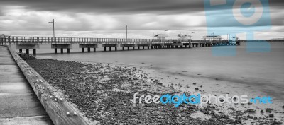 Woody Point Jetty. Black And White Stock Photo