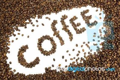 Word Coffee Made Of Coffee Beans Stock Photo
