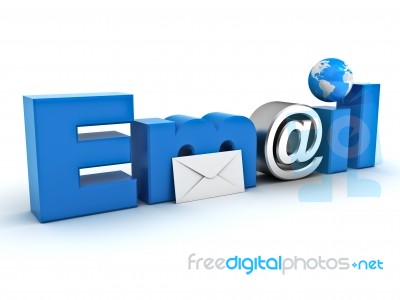 Word Email With Envelope And Globe Stock Image