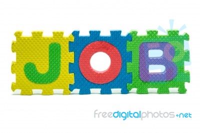 Word Job Formed With Colorful Foam Puzzle Toy Isolated On White Stock Photo