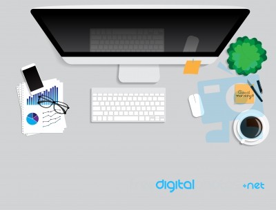 Work Desk Computer And Blank Space Stock Photo Work Desk Computer And Blank Space Stock Photo