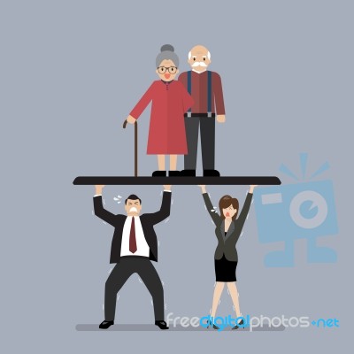 Workers Carry Pensioners Stock Image