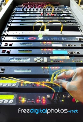 Working On Internet Server Stock Photo