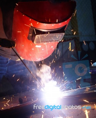 Working Welder Stock Photo