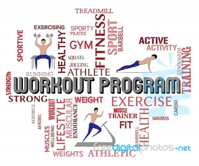 Workout Program Means Get Fit And Athletic Stock Image